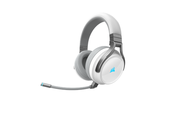 AUDIFONO CON MICROFONO CORSAIR VIRTUOSO RGB, WIRELESS /USB/3.5" JACK, GAMING HIGH FIDELITY 7.1 SURROUND SOUND, 20 HORAS DE BATERIAS, BANDA AJUSTABLE, CONTROL DE VOLUMEN, ALMOHADILLAS ACOLCHADAS PARA LARGAS HORAS DE JUEGO, COMPATIBLE CON PC Y CONSOLAS, COLOR WHITE, (CA-9011186-NA)