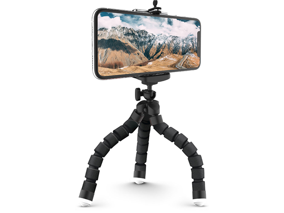 TRIPODE UNIVERSAL PARA CELULARES, FLEXIBLE, AJUSTABLE, ROTACION 360 GRADOS. (CX5230BK)