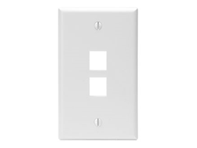 JACK WALL FACEPLATE LEVITON, 2 SALIDAS, BLANCA.