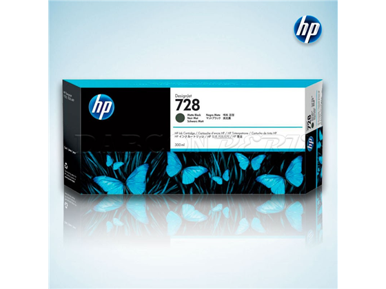 CARTUCHO HP 728 - F9J68A - NEGRO MATE - 300ML - PARA IMPRESORA DESIGNJET T730 / T830