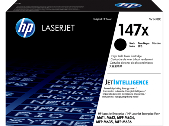 TONER HP - 147X - W1470X - NEGRO - 25,200 PAGINAS - PARA IMPRESORA LASERJET - M636FH, M611X, M610DN, M612X, M612X, M634Z, M612DN, M635FHT, M636Z, M635Z, M634H