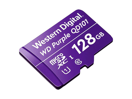 MEMORIA MICROSD 128GB WESTERN DIGITAL PURPLE QD101, PARA CAMARAS DE VIGILANCIA, SDXC, CLASE 10 UHS-1 - ULTRA DURABILIDAD