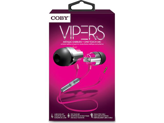 AUDIFONO CON MICROFONO COBY, ALÁMBRICO, CON BOTÓN RESPUESTA DE LLAMADA ROSADO (CVE134BK)