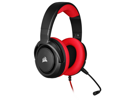 AUDIFONO CON MICROFONO CORSAIR HS35, GAMING, ESTEREO, MICROFONO DESMONTABLE, (1) CONECTOR 3.5" (INCLUYE ADAPTADOR), BANDA AJUSTABLE, CONTROL DE VOLUMEN Y MIC, ALMOHADILLAS ACOLCHADAS PARA LARGAS HORAS DE JUEGO, COMPATIBLE CON XBOX ONE, PS4, NINTENDO SWITCH Y PC, COLOR RED/BLACK, (CA-9011198-NA)