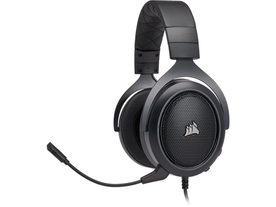 AUDIFONO CON MICROFONO CORSAIR HS50, GAMING PREMIUM, ESTEREO, MICROFONO DESMONTABLE, (1) CONECTOR 3.5" (INCLUYE ADAPTADOR), BANDA AJUSTABLE, CONTROL DE VOLUMEN Y MIC, ALMOHADILLAS ACOLCHADAS PARA LARGAS HORAS DE JUEGO, COMPATIBLE CON XBOX ONE, PS4, NINTENDO SWITCH Y PC, COLOR CARBON, (CA-9011170-NA)