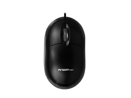 MOUSE ARGOM USB, DISEÑO ERGONÓMICO, RESOLUCIÓN 800 DPI, PLUG & PLAY, AHORRO DE ESPACIO, RODILLO DE ALTA PRECISIÓN, DIMENSIONES 95 X 50 X 33 MM NEGRO