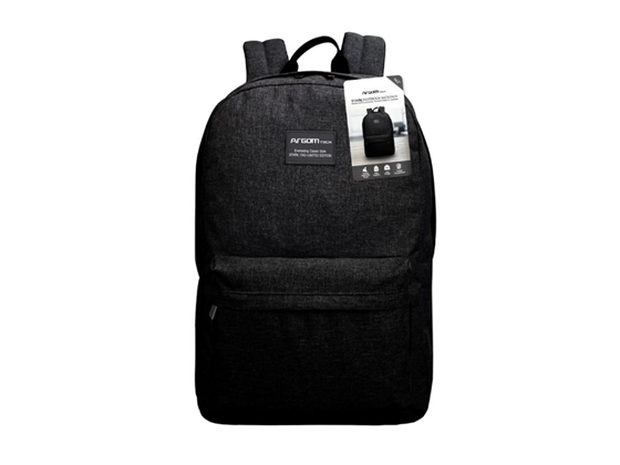 BULTO PARA LAPTOP ARGOM 14.1” TIPO MOCHILA, STARK, COMPARTIMENTO PRINCIPAL Y BOLSILLO DELANTERO, NEGRO.