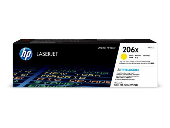 TONER HP 206X - W2112X - AMARILLO - ALTO RENDIMIENTO - 2,450 PAGINAS - PARA IMPRESORA COLOR LASERJET - M255DW - M255NW - M282FDW - M282NW - M283NW - M283FDW