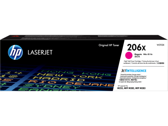 TONER HP 206X - W2113X - MAGENTA - ALTO RENDIMIENTO - 2,450 PAGINAS - PARA IMPRESORA COLOR LASERJET - M255DW - M255NW - M282FDW - M282NW - M283NW - M283FDW