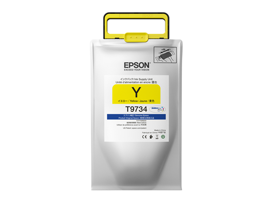 BOLSA DE TINTA EPSON T973 AMARILLO, RENDIMIENTO DE TINTA 20,000 PAGINAS, COMPATIBLE CON EPSON, WORKFORCE PRO WF-C869R.