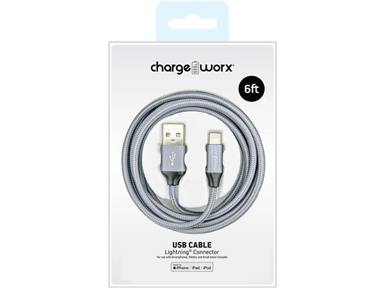 CABLE LIGHTNING PARA SMARTPHONES & TABLETS, CHARGEWORX, 6FT, (CX4858TL)