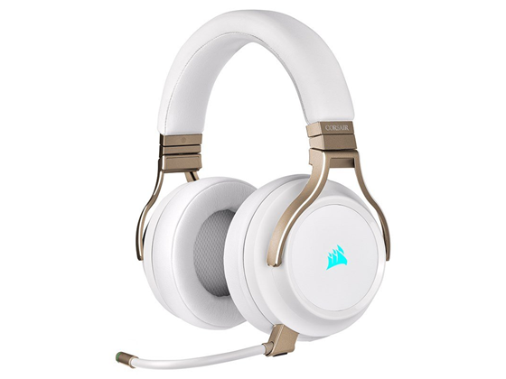 AUDIFONO CON MICROFONO CORSAIR VIRTUOSO RGB, WIRELESS/USB/3.5" JACK, GAMING HIGH FIDELITY 7.1 SURROUND SOUND, 20 HORAS DE BATERIAS, BANDA AJUSTABLE, CONTROL DE VOLUMEN, ALMOHADILLAS ACOLCHADAS PARA LARGAS HORAS DE JUEGO, COLOR PERLA, (CA-9011224-NA)