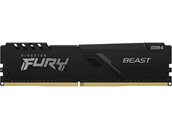 MEMORIA 8GB (1X8GB) KINGSTON, P/DESKTOP, 3200MT/S DDR4 CL16 DIMM FURY BEAST BLACK. NON-ECC UNBUFFERED DIMM (SINGLE MODULE) 1RX8 16-18-18 1.35V 288-PIN 8GBIT