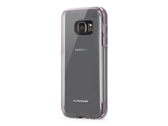 COVER PUREGEAR PARA SAMSUNG GALAXY S7, SLIM, FLEXIBLE ULTRA DELGADA, BOTONES FUNCIONALES DE METAL, TRANSPARENTE, ROSADO.