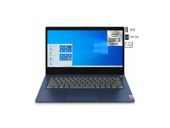 LAPTOP LENOVO IDEAPAD 3 14IML05, 14." HD, INTEL I3 10110U DUAL-CORE 2.10 GHZ, 8GB, 256GB SSD NVME, WINDOWS 11 HOME, BLUETOOTH 5.0, 1 X HDMI PORT, 1 X USB 2.0 PORT, 1 X USB 3.0 PORT, LITHIUM-ION BATTERY, ABYSS BLUE, INGLES (81WA00QYLM)