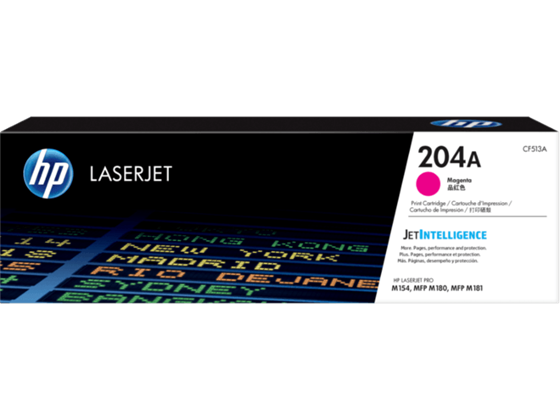 TONER HP 204A - CF513A - MAGENTA - 900 PAGINAS - PARA IMPRESORA COLOR LASERJET - M180, M154