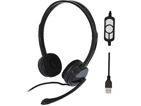 AUDIFONO CON MICROFONO USB AGILER DELUXE, CONTROL DE VOLUMEN, NEGRO (AGI-0250)