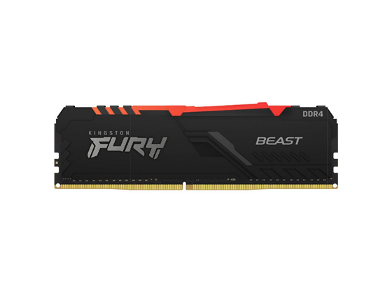 MEMORIA 8GB (1RX8GB) KINGSTON, P/DESKTOP, 3200MT/S DDR4 CL16 DIMM FURY BEAST RGB. NON-ECC UNBUFFERED DIMM (SINGLE MODULE) 1RX8 16-18-18 1.35V 288-PIN 8GBIT