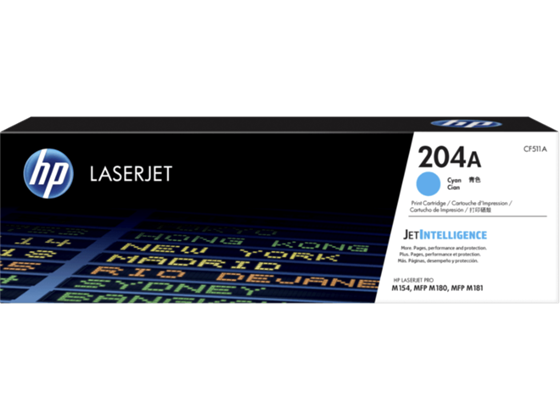 TONER HP 204A - CF511A - CYAN - 900 PAGINAS - PARA IMPRESORA COLOR LASERJET - M180, M154