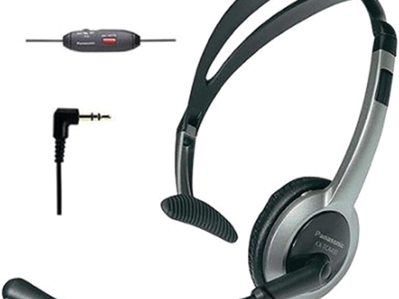 AUDIFONO CON MICROFONO PANASONIC, MICRÓFONO CON CANCELACIÓN DE RUIDO Y CONTROL DE VOLUMEN, GRIS / PLATA