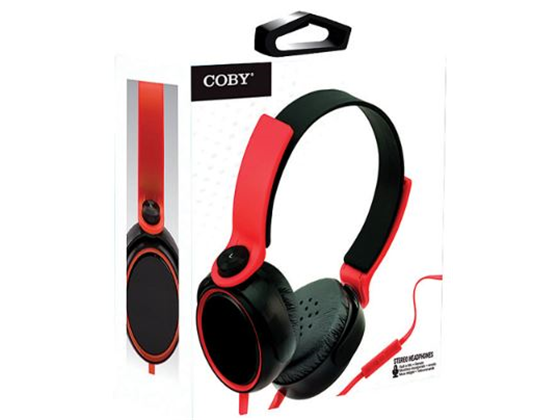 AUDIFONO CON MICROFONO COBY, ALAMBRICO, COMPATIBLE CON DISPOSITIVOS DE ENTRADA 3.5MM (CVH-827-RED)