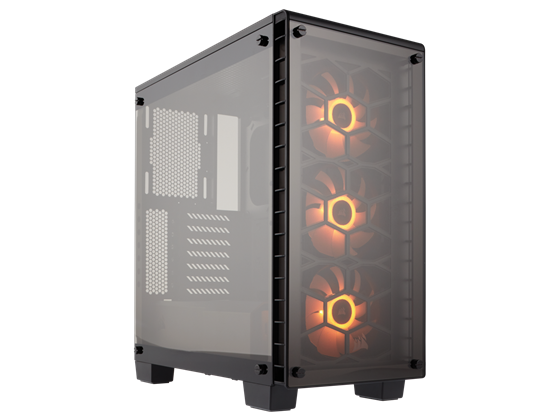 CASE CORSAIR CRISTAL 460X, MID TOWER, BLACK, USB 3.0 X2, AUDIO IN / OUT, 7 EXPANSION SLOT, 3X 2.5", 2X 3.5", PANEL LATERAL Y FRENTE EN CRISTAL TEMPLADO, 3 ABANICOS 120MM RGB FRONTAL (CC-9011101-WW)