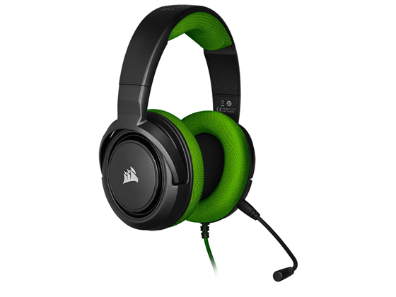AUDIFONO CON MICROFONO CORSAIR HS35, GAMING, ESTEREO, MICROFONO DESMONTABLE, (1) CONECTOR 3.5" (INCLUYE ADAPTADOR), BANDA AJUSTABLE, CONTROL DE VOLUMEN Y MIC, ALMOHADILLAS ACOLCHADAS PARA LARGAS HORAS DE JUEGO, COMPATIBLE CON XBOX ONE, PS4, NINTENDO SWITCH Y PC, COLOR VERDE/BLACK, (CA-9011197-NA)