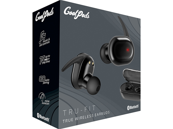 AUDIFONO COOLPODS TRU-FIT COBY, BLUETOOTH 5.0,ACTIVATE SIRI? AND GOOGLE ASSISTANT, SOUND STEREO, CAJA CARGADOR (CPETW654BK)