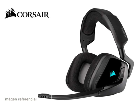 AUDIFONO CON MICROFONO CORSAIR VOID ELITE, WIRELESS, GAMING 7.1 SOUNDROUND, RGB, ADAPTADOR USB, BANDA AJUSTABLE, CONTROL DE VOLUMEN Y MIC, ALMOHADILLAS ACOLCHADAS PARA LARGAS HORAS DE JUEGO, BATERIA DE 16 HORAS, COLOR CARBON, (CA-9011201-NA)