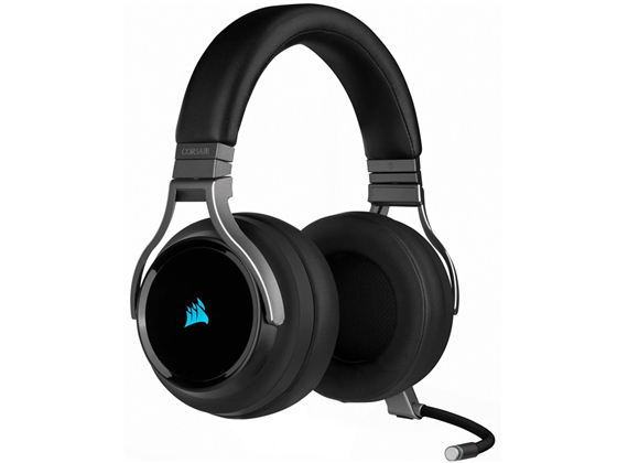 AUDIFONO CON MICROFONO CORSAIR VIRTUOSO RGB, WIRELESS /USB/3.5" JACK, GAMING HIGH FIDELITY 7.1 SURROUND SOUND, 20 HORAS DE BATERIAS, BANDA AJUSTABLE, CONTROL DE VOLUMEN, ALMOHADILLAS ACOLCHADAS PARA LARGAS HORAS DE JUEGO, COMPATIBLE CON PC Y CONSOLAS, COLOR CARBON, (CA-9011185-NA)