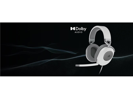 AUDIFONO CON MICROFONO CORSAIR HS65, GAMING, SURROUND, (1) CONECTOR 3.5" (INCLUYE ADAPTADOR USB SURROUND PC ONLY), BANDA AJUSTABLE, CONTROL DE VOLUMEN Y MIC, ALMOHADILLAS ACOLCHADAS PARA LARGAS HORAS DE JUEGO, COLOR WHITE, (CA-9011271-NA)