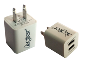 CARGADOR USB DE PARED AGILER P/CELULARES,MP3 , CAMARAS Y IPAD,  CUALQUIER DISPOSITIVO QUE USE VOLTAJE DE 5V. CON 2100 MAH  (AGI-1172)