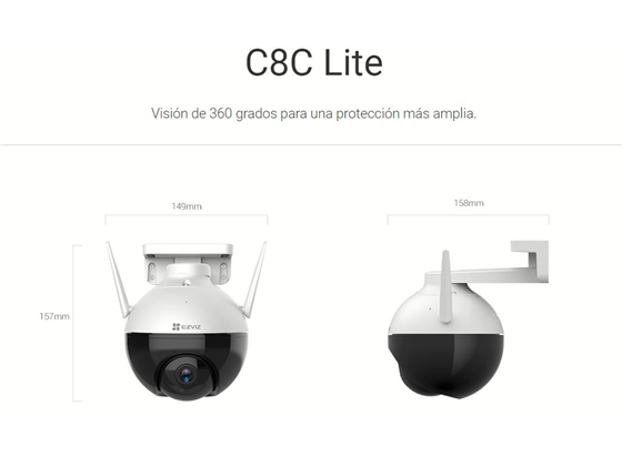 CAMARA PT EXTERIOR MARCA EZVIZ, MODELO C8C LITE, 256GB SD, (1920 X 1080P), DETECTOR DE MOVIMIENTO, IR 30MTS, IP65, WIFI 2.4GHZ, H.265, 6MM.