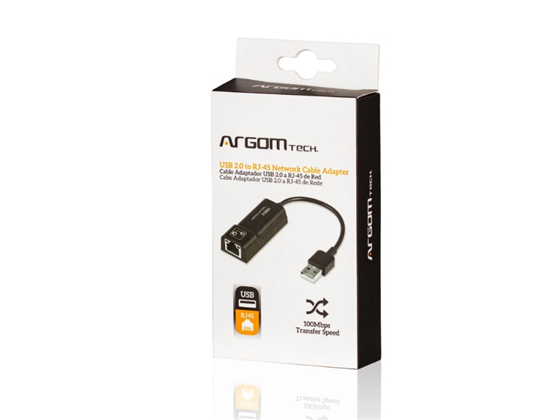 ADAPTADOR USB 2.0 MALE TO RJ45 ARGOM 100MBPS 6IN/15CM, ARG-CB-0045.