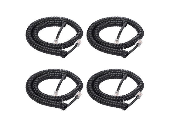 CABLE PARA TELEFONO, ESPIRAL, 1.4 PIE, NEGRO, PAQUETE DE 4