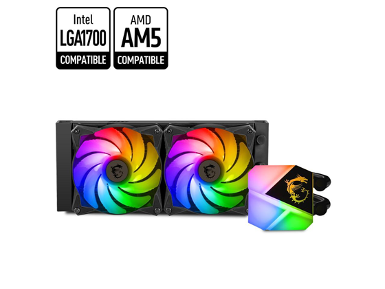 ABANICO PARA CPU MSI MAG SERIES CORELIQUID C240 AIO LIQUID CPU COOLER, 240MM RADIATOR, DUAL 120MM ARGB PWM FANS, ARGB LIGHTING, COMPATIBLE CON INTEL LGA 1150/1151/1155/1156/1200/1700/1366/2011/2011-3/2066 - AMD: AM5/AM4/FM2+/FM2/FM1/AM3+/AM3/AM2+/AM2