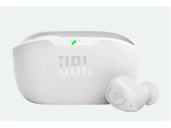 AUDIFONOS JBL VIBE BUDS,  BLUETOOTH 5.2, CON 4 MICROFONOS, RESISTENTE L POLVO, PERSONALIZABLE CON LA APP, COMPATIBILIDAD CON FAST PAIR DE GOOGLE Y SWIFT PAIR DE MICROSOFT, CARGA RAPIDA., COLOR BLANCO.