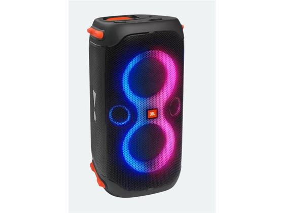 BOCINA JBL  PARTYBOX 110 BLUETOOTH 5.1, WATERPROOF IPX4, 160W, 15 DBM, 3.5MM IMPUT, LUCES RGB, 12 HRS AUTONOMIA, COLOR NEGRO (BOX110AM).