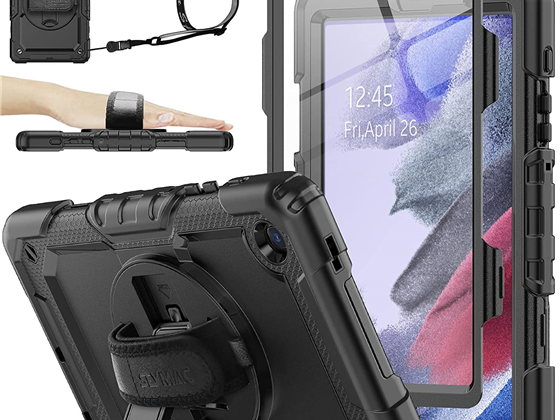 COVER SEYMAC PARA SAMSUNG GALAXY TAB A7 LITE CASE 8.7'', PROTECTOR DE PANTALLA, CORREA DE MANO GIRATORIA 360(X002X4GFZL)