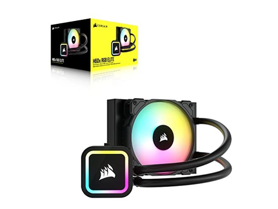 ABANICO CORSAIR ICUE H60X RGB ELITE AIO ENFRIADOR DE CPU LIQUIDO, RADIADOR DE 120 MM, VENTILADOR DE 120 MM, SOCKETS INTEL 1200, 1700, 1150, 1151, 1155, 1156, 2066, 2011, AMD AM5, AM4, (CW-9060064-WW)
