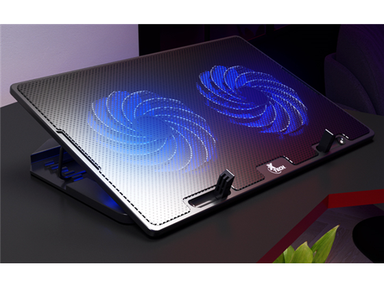 COOLING PAD XTECH,PARA NOTEBOOK 15.6", USB, CON 2 VENTILADORES, LUCES LED AZUL (XTA-155)