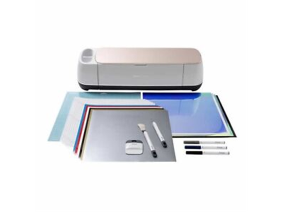 MAQUINA DE CORTE CRICUT MAKER (KIT DE INICIO 2022) + PLOTTER DE CORTE MAKER, VINIL PERMANENTE, VINIL TEXTIL REGULAR, VINIL HOLOGRAFICO, TRANSFER 30 X 30CM, TAPETE AZUL, PLUMINES, HERRAMIENTAS.