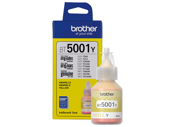 BOTELLA DE TINTA BROTHER  - BT5001Y  - YELLOW - 48.8ML - PARA IMPRESORA DCP-T420 - T520W - T720DW - T920DW