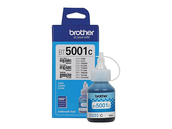 BOTELLA DE TINTA BROTHER  - BT5001C  - CYAN - 48.8ML - PARA IMPRESORA DCP-T420 - T520W - T720DW - T920DW