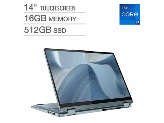 LAPTOP LENOVO IDEAPAD FLEX 7 14LAU7 2 EN 1 CONVERTIBLE, 14” IPS 2.2K (2240 X 1400) TOUCH, INTEL I7-1225U (10 CORES), 16GB DDR4 (SOLDERED), 512GB SSD PCIE 4.0, 1 X USB C 3.2 GEN 2 / THUNDERBOLT, 2 X USB 3.2, 1 X HDMI, CARD READER, WIFI 6, BT 5.1, WINDOWS 11 HOME ENGLISH, INTEL IRIS XE GRAPSICS, STONE BLUE, FINGERPRINT READER, BACKLIT KEYBOARD (82VC0001US)