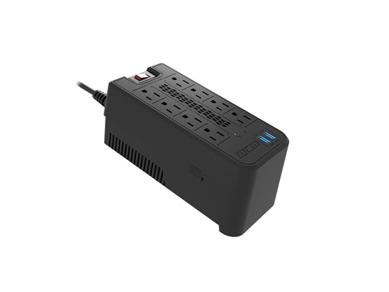 REGULADOR DE VOLTAJE FORZA 1200VA, REGLETA 8 SALIDAS 110V/600W, 2 USB  (IN,OUT), INDICADORES LED DE ESTADO, TEMPORIZADOR DE 2/10/30 SEGUNDOS, FVR-1221USB