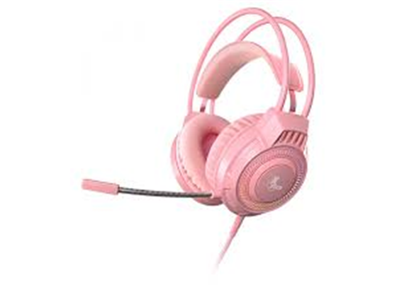 AUDIFONO CON MICROFONO XTECH KHIONE GAMING, 3.5MM + USB, ROSADO, CONTROL DE VOLUMEN, LUCES LED (XTH-564)