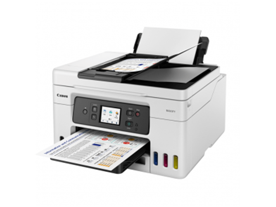 IMPRESORA MULTIFUNCIONAL CANON MAXIFY GX4010, INALÁMBRICA 4 EN 1 (IMPRESIÓN, COPIADO, ESCANEO Y FAX) MEGATANK. CICLO DE TRABAJO HASTA 33,000 PÁGS / MES. TAMAÑO MÁXIMO DE DOCUMENTO PANEL: CARTA Y ADF: LEGAL. RESOLUCIÓN DE IMPRESIÓN HASTA 600 X 1200 DPI, RESOLUCIÓN DE ESCANEO 1200 X 2400 DPI (ÓPTICO). OPCIONES DE CONECTIVIDAD USB DE ALTA VELOCIDAD, WI-FI Y RED LAN INALÁMBRICA.
