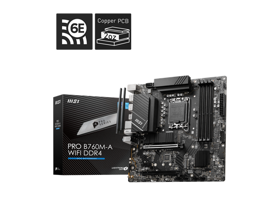 MB MSI MSI PRO B760M-A WIFI DDR4 LGA 1700 (INTEL 12TH&13TH GEN) SATA 6GB/S MICRO ATX MOTHERBOARD,WIFI 6,INTEL,2.5GB LAN