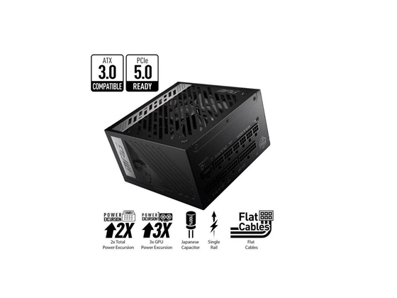 POWER SUPPLY MSI MPG A1000G PCIE 5.0, 80 GOLD FULL MODULAR GAMING PSU, 12VHPWR CABLE, 4080 4090 ATX 3.0 COMPATIBLE, 1000W